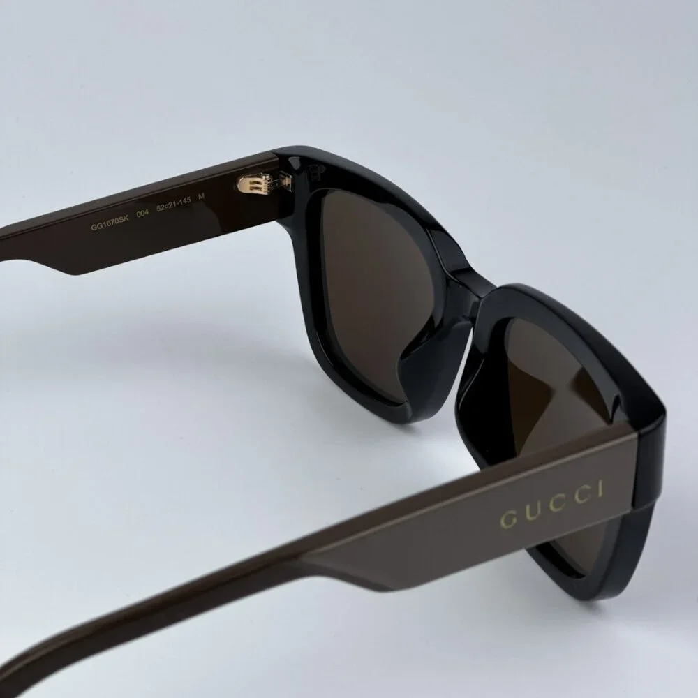 Gucci GG1670SK 004 BRAND NEW Sunglasses Black Green Brown Unisex Square